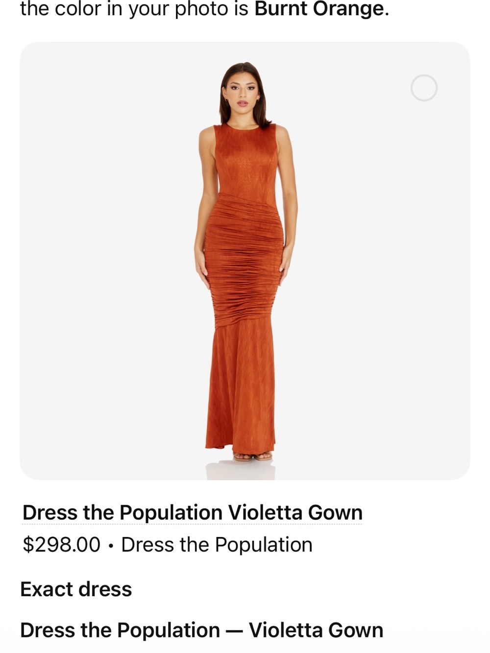 New with Tags Dress the Population Maxi Gown in Burnt Orange
